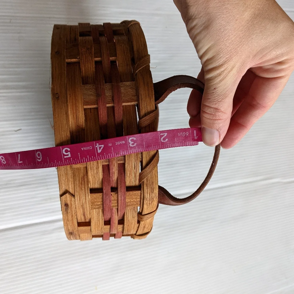 Woven Wooden Round Basket with handles